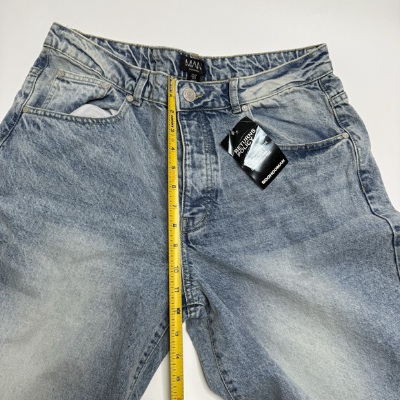 BoohooMAN Baggy Rigid Washed Jeans Light Blue Size 34 Button-Fly Actual 36x31 - Picture 6 of 16